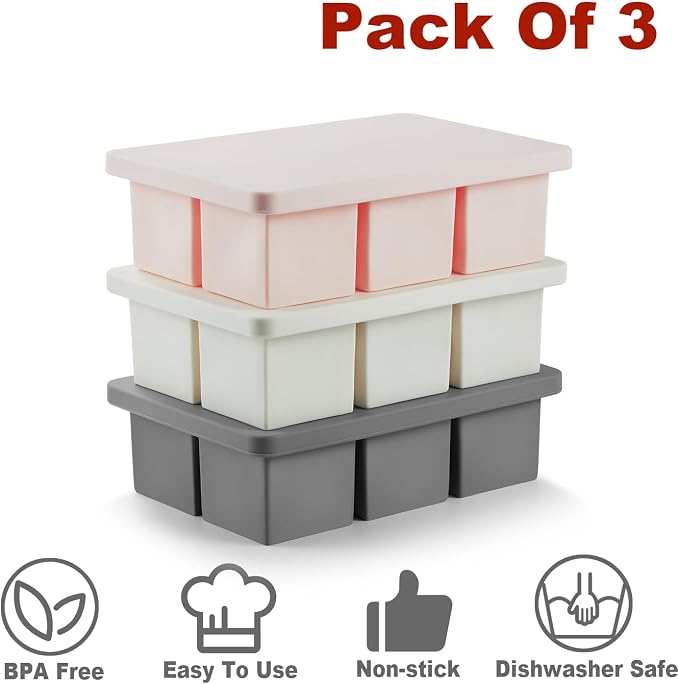 Nax Caki Ice Cube Trays 3 Pack for Whiskey, Large Square Silicone Ice Cube - Image 3