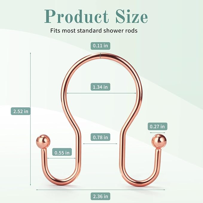 Goowin Shower Curtain Hooks, Stainless Steel Shower Curtain Hangers, Metal - Image 5