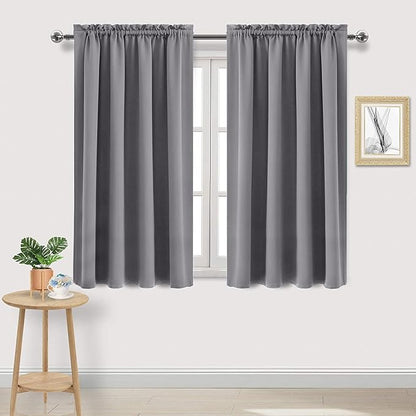 DWCN Grey Room Darkening Blackout Curtains - Thermal Insulated Privacy Energy Saving Window Curtain Drapes 52 x 54 inch Length, Set of 2 Bedroom Living Room Curtains