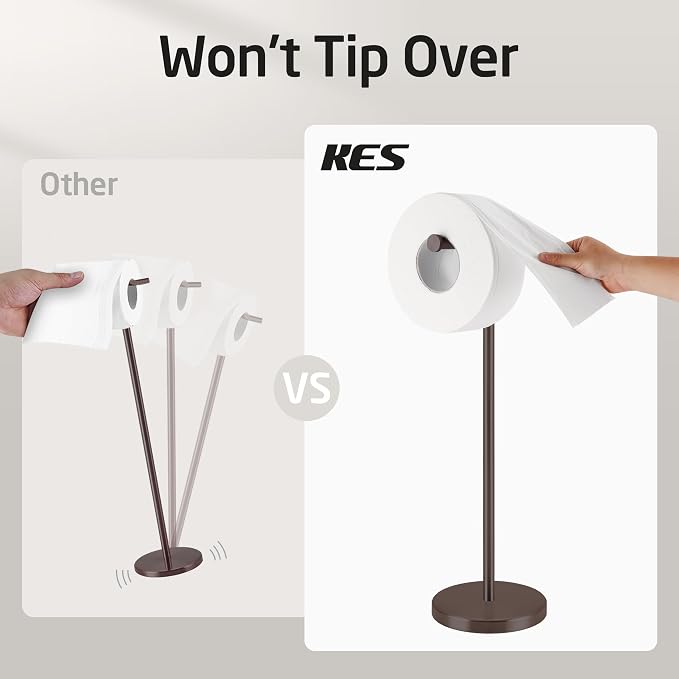KES Bronze Toilet Paper Holder Stand 26" H, Toilet Roll Holder Free Standing - Image 3