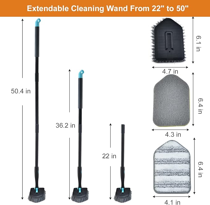 Long Handled Scrub Brush for Shower, 3-in-1 Cleaning Brushes - Image 4