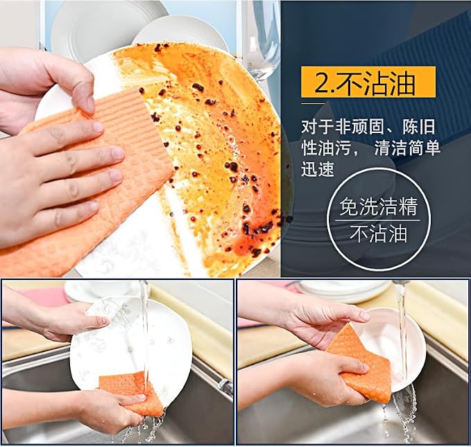 Reusable Cleaning Cellulose Sponge Cloths Absorbent Wipes Clean Kitchen Car - Image 5