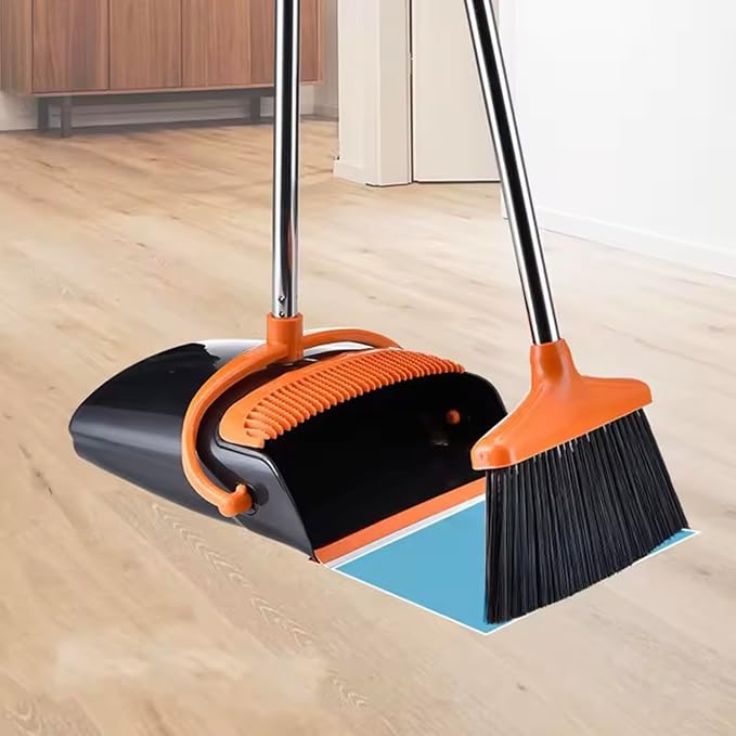 ECO CREST-Mini Dust Pan and Broom Set Long Handle Sweeping Set PP PET Black & - Image 2