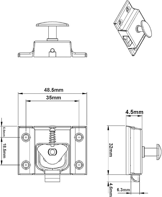 QCAA Oval Turn Cabinet Latch, for Cupboard & Other Furniture, Antique Brass - Image 3