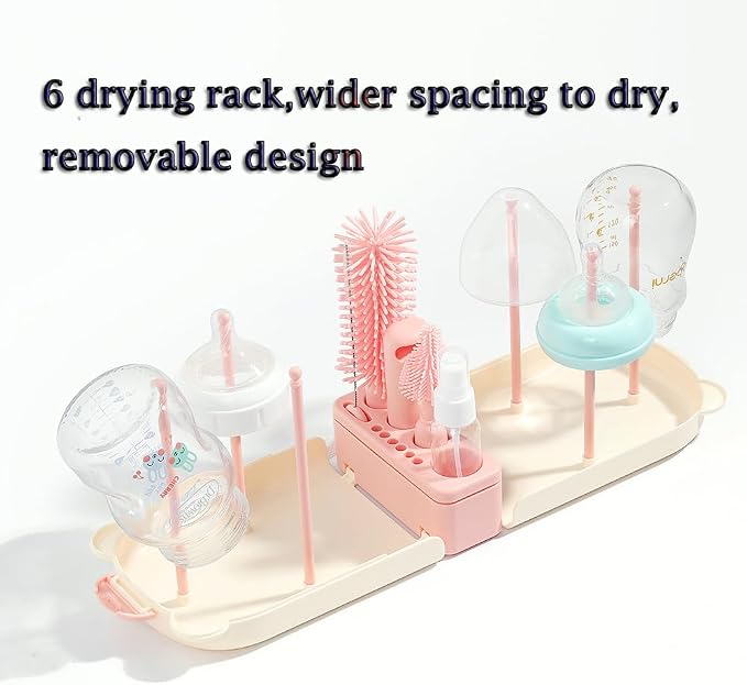 6 In1 Baby Bottle Brush Kit, Portable Silicone Bottle Brush Cleaner Set - Image 7