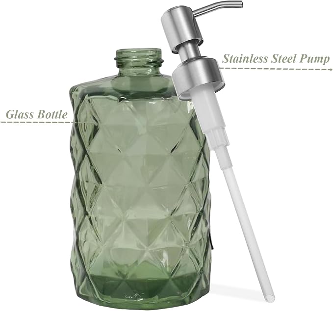12Oz Green Glass Soap Dispenser - Image 2