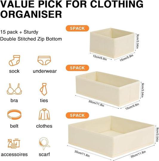 DIMJ Drawer Organizer Clothes, 15 Pack Dresser Organizer, Foldable Closet - Image 2
