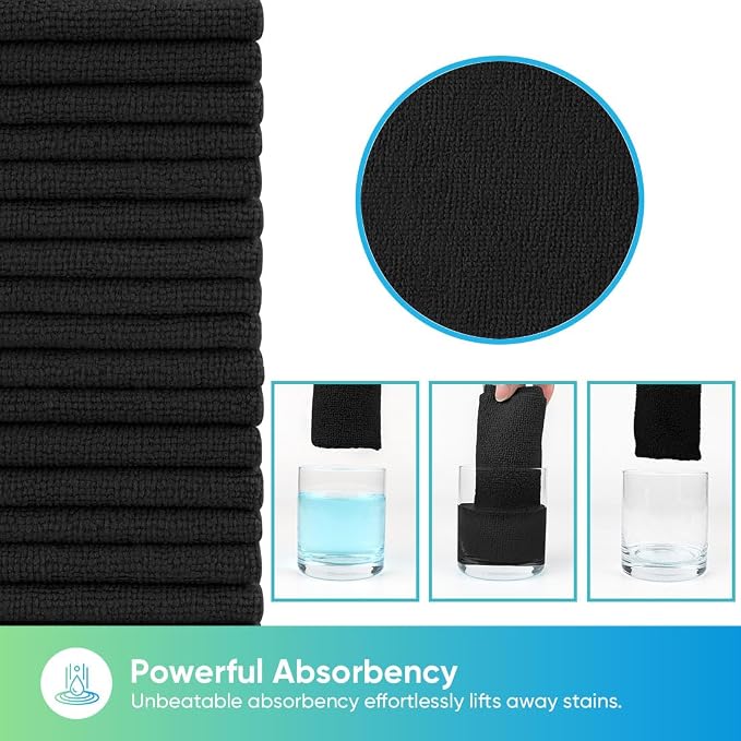 HOMEXCEL Black Microfiber Cleaning Cloths, 10 Pack Microfiber Towels - Image 3