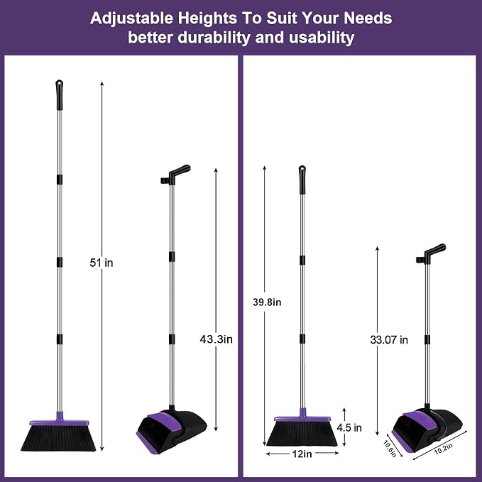 Broom with Dustpan Combo Set, Standing Dust Pan Set - Image 2