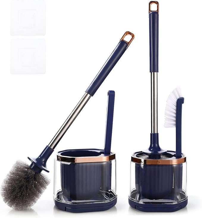 Toilet Bowl Brush and Holder 2 Pack Long Handled Toilet Brush Set by GUCOLUBU