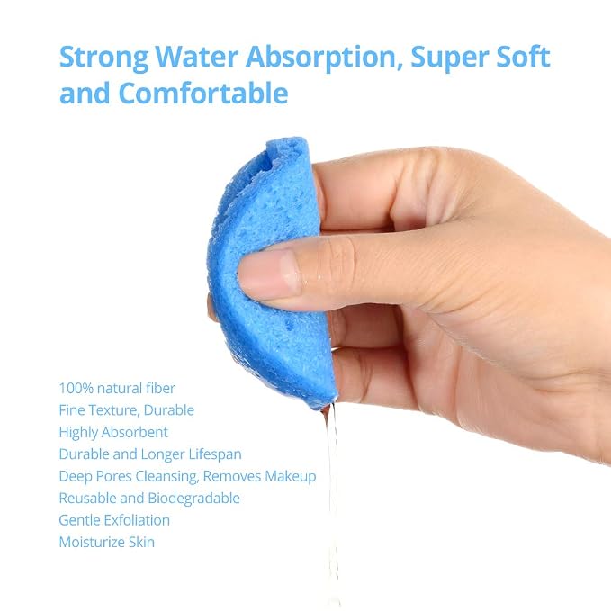 Natural Facial Cleansing Sponges- 20 Count Compressed Facial Sponges Cellulose - Image 4