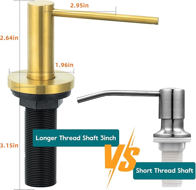 Gappo Soap Dispenser for Kitchen Sink Champagne Gold, Stainless Steel - Image 4