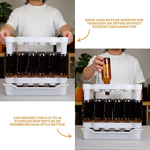 FASTFERMENT - 24-Bottle Drying Rack & Tray| Bottle Drying Tree Alternative | - Image 5