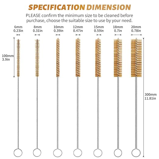 7-Pieces Brass Wire Bottle Brush Brass Pipe Cleaner, 12 Inch Long Wire Brushes - Image 2
