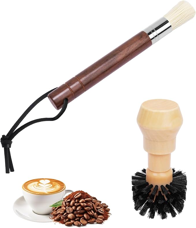 Ebony Bristle Coffee Brush, Espresso Accessories Kit – Portafilter Brush by PROKITCHEN
