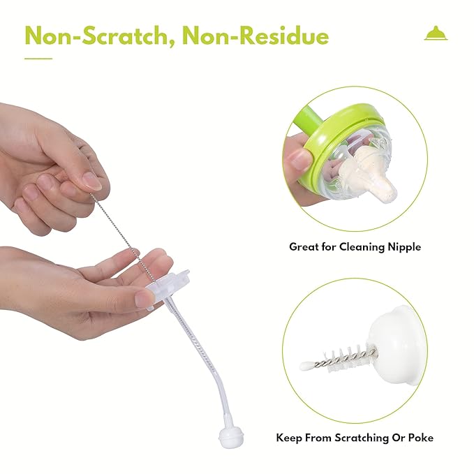 Baby Bottle Brush with One Base Hidden Nylon Nipple Cleaner, Bottle Brush with - Image 6
