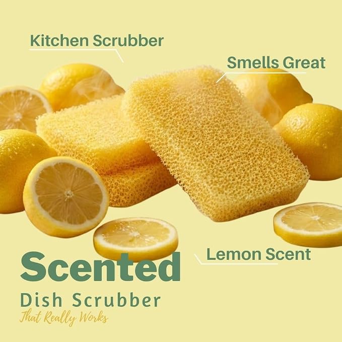 Peachy Clean Kitchen Dish Sponge & Scrubbers, Fresh Lemon Scent, Non-Scratch - Image 5