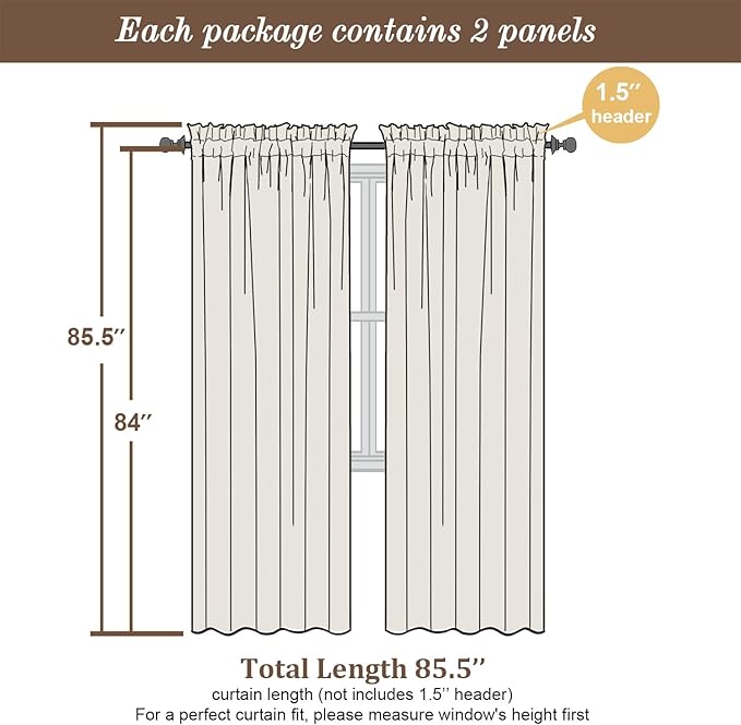 Chyhomenyc Gold Sheer Curtains 84 inches Long 2 Panels Set - Image 2