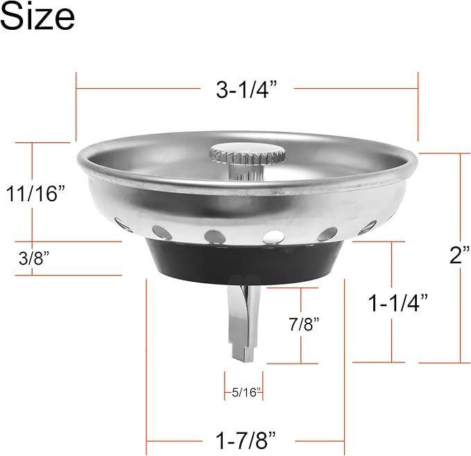 2 Pack - Kitchen Sink Strainer and Stopper Combo Basket Replacement - Image 5