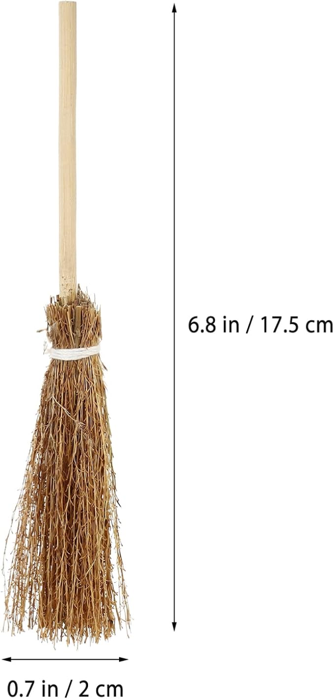 Toyvian Mini Hand-Woven Broom Dollhouse Decor Simulation Decorative Broom Props - Image 2