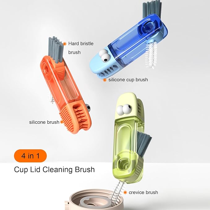 4 in 1 Cup Lid Cleaning Brush, 3 in 1 Bottle Brush, Cup Crevice Cleaning Tools - Image 4