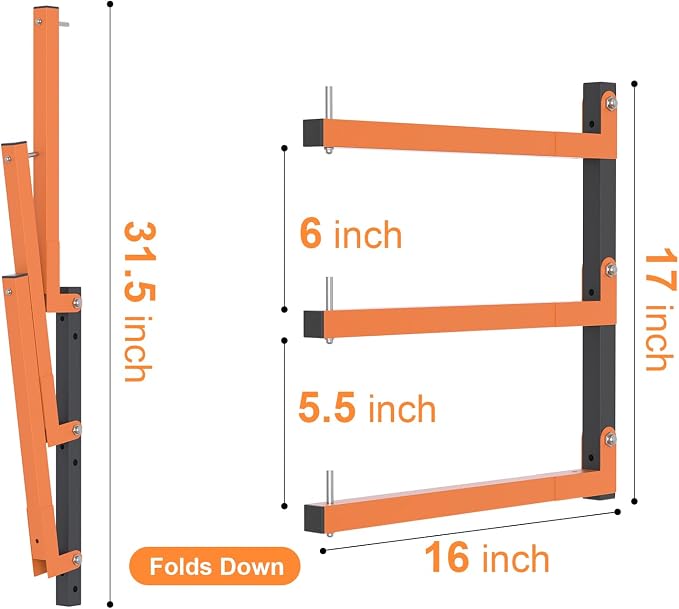 2 Pack Lumber Storage Rack, Wall Mount Wood Storage Racks, Heavy Duty 3-Level - Image 2