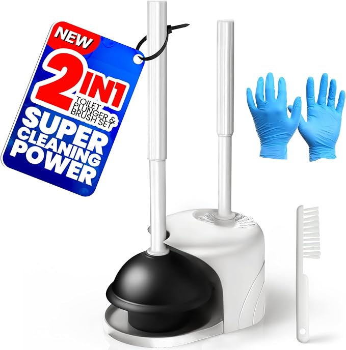2 in 1 Toilet Brush and Plunger Set, Extended Handle Plunger, Toilet Bowl Brush by Unknown