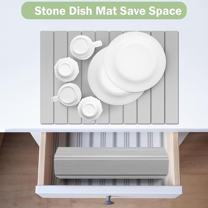 Stone Dish Drying Mat for Kitchen Counter, Versatile Stone Drying Mats for Cups - Image 5