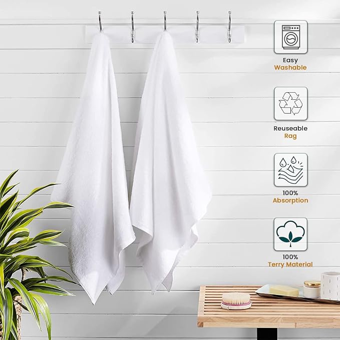 Nabob Wipers White Terry Rags 2lb Bulk Towel Rag Multipurpose 12x12 Inches 100% - Image 3