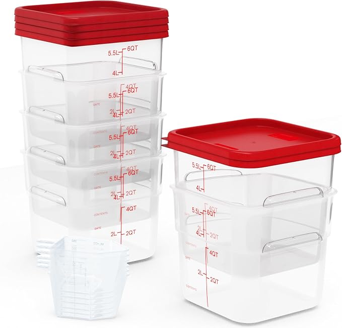 6 Pack 6 Quart Square Clear Food Storage Containers - Image 7