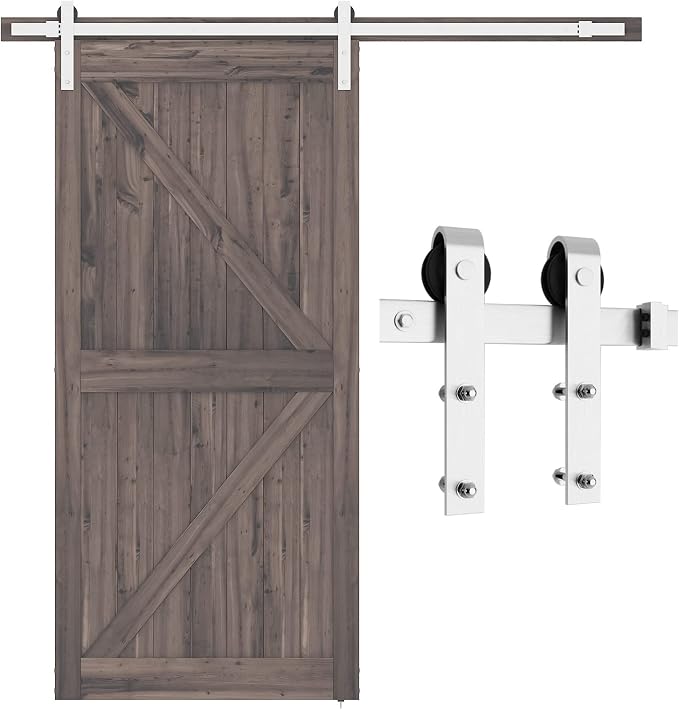 SMARTSTANDARD 6.6 Feet Brushed Nickel Barn Door Hardware Kit-Heavy Duty Sliding by SMARTSTANDARD