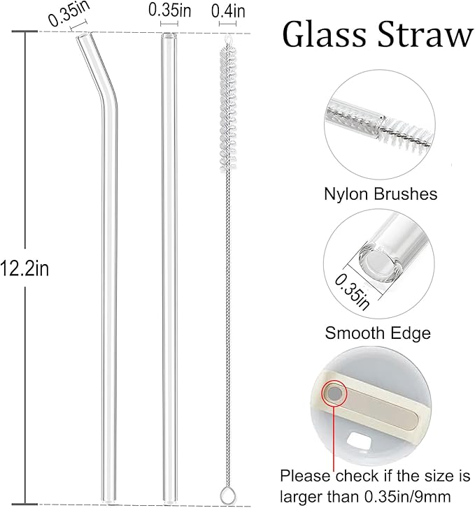 6 PCS Clear Glass Reusable Straws - Image 2