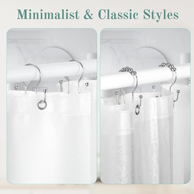 Goowin Shower Curtain Hooks, Stainless Steel Shower Curtain Hangers, Metal - Image 7