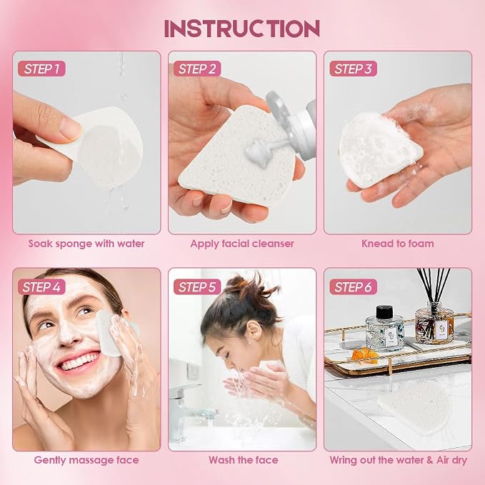 AIDEA 96Count Compressed Facial Sponges White, Reusable Makeup Remover Pads - Image 3