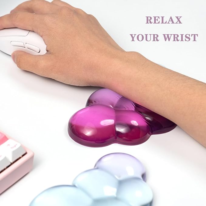 Ergonomic Cloud Silicone Gel Keyboard and Mouse Wrist Rest Set – Clear Wrist - Image 6