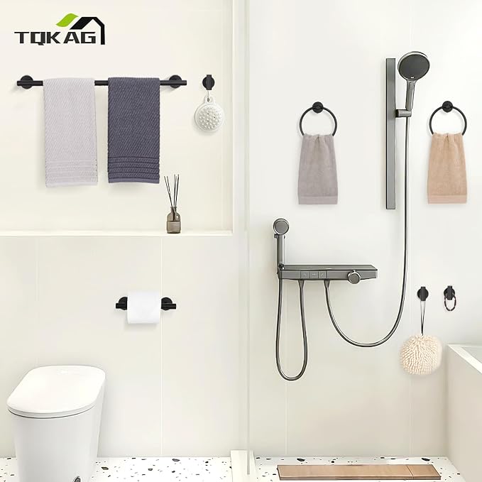 TQKAG 8-Pieces Bathroom Hardware Set Matte Black SUS304 Stainless Steel Bath - Image 7