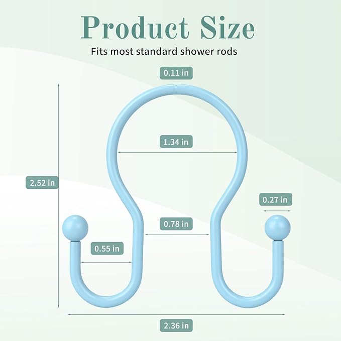 Goowin Shower Curtain Hooks, Stainless Steel Shower Curtain Hangers, Metal - Image 5
