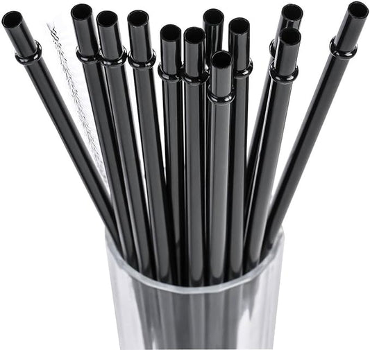 Dakoufish 14 inch Black Hard Plastic Straw Long Replacement Reusable Straws by Dakoufish