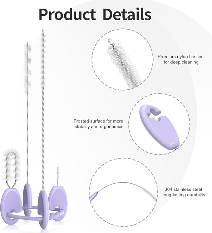 4in1 Straw Cleaner Brush Set, Standing Cleaning Brush Set Includes 7mm &10mm - Image 3