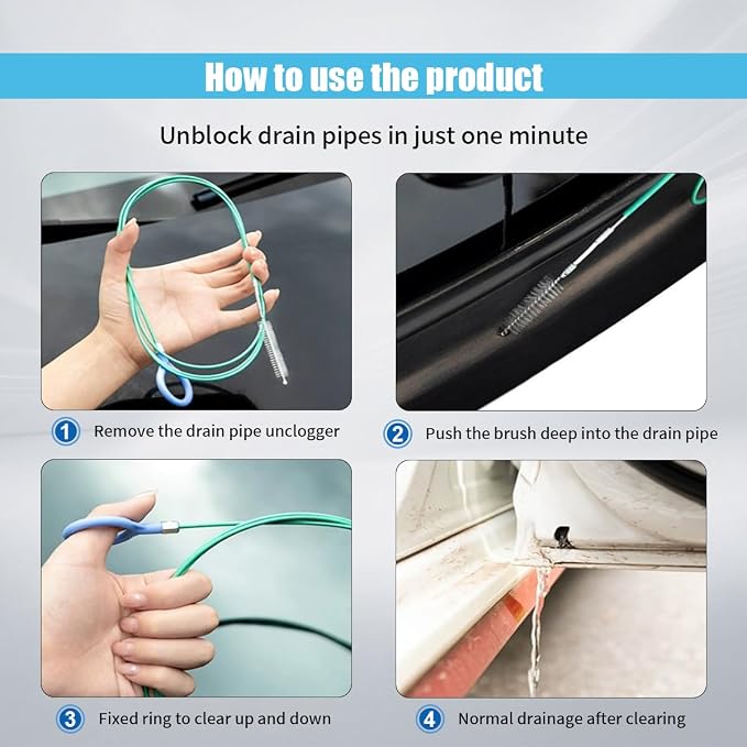 Auto Sunroof Drain Cleaning Tool, 78 Inch Extra Long Drain Cleaning Brush - Image 8
