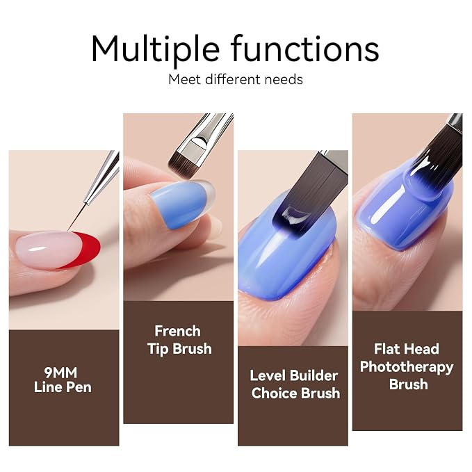 Nail Art Clean Up Brushes, Dual-End French Tip Brush 3PCS Set - Image 4