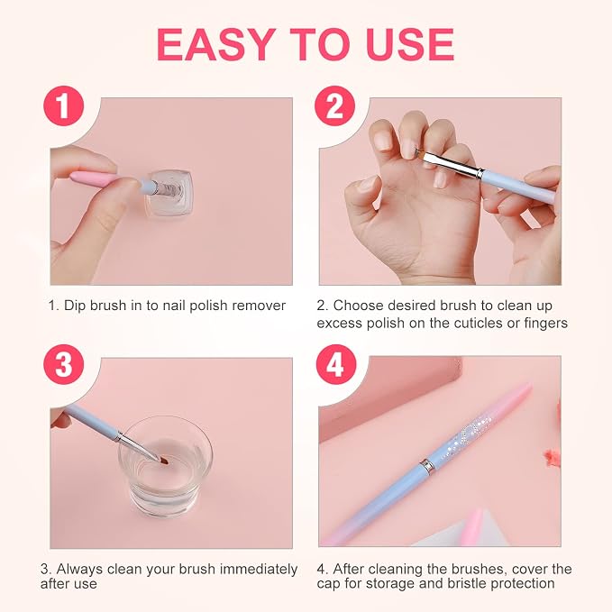 2pcs Nail Art Clean Up Brushes, Painting Brushes - Image 5