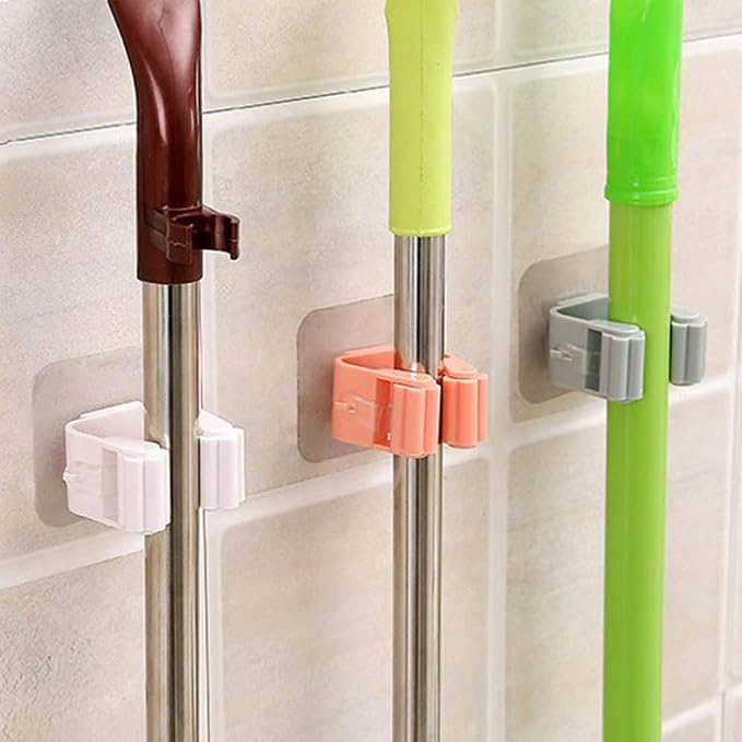 Broom And Mop Holder Clip 4 Pcs Mop Broom Wall Mounted Heavy Duty - Image 3