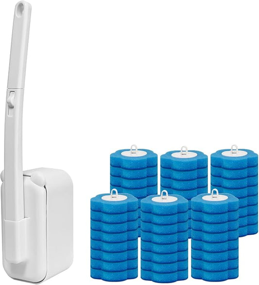 Disposable Toilet Brush with 48 Refills, Toilet Cleaning Supplies, Toilet Wand by Clowand
