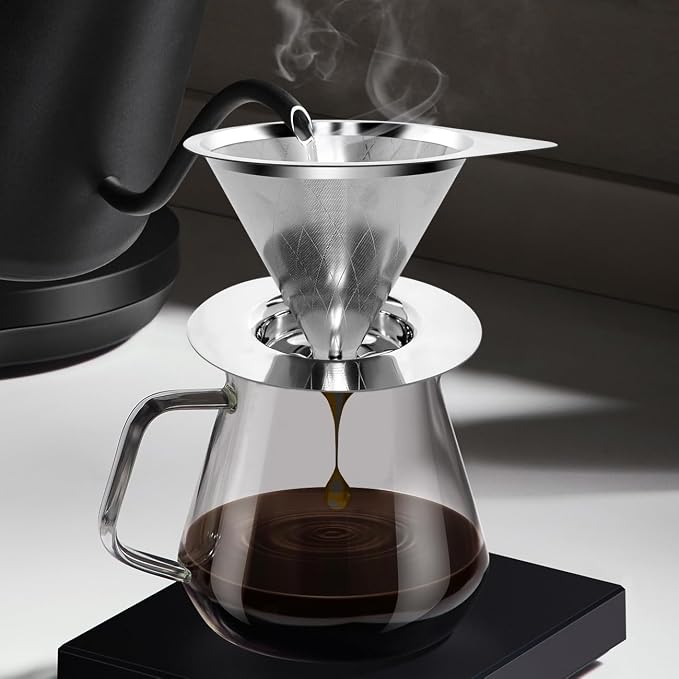 LHS Pour Over Coffee Dripper Reusable Coffee Filter Paperless Coffee Filter - Image 7