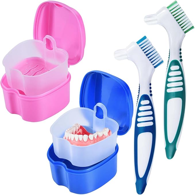 2 Pack Denture Bath Case Cup Box Holder Storage Container by KISEER