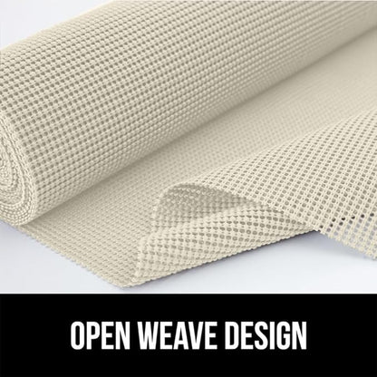 GORILLA GRIP powerGRIP Drawer Shelf and Cabinet Liner, Thick Strong Hold, Non-Adhesive Liners Protect Kitchen Cabinets and Cupboard, Bathroom Drawers, Easy Install, Breathable Mat, 17.5" x20', Cream