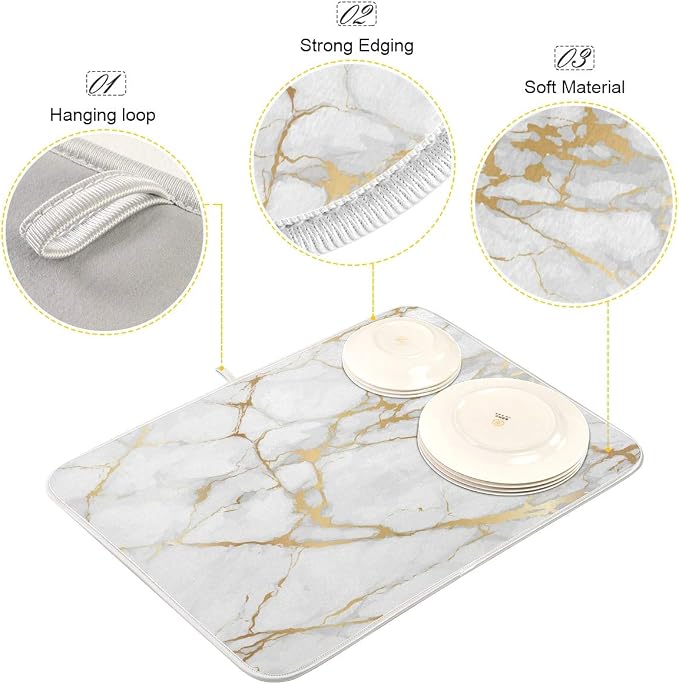 Marble White Dish Drying Mat 16x18 - Image 4