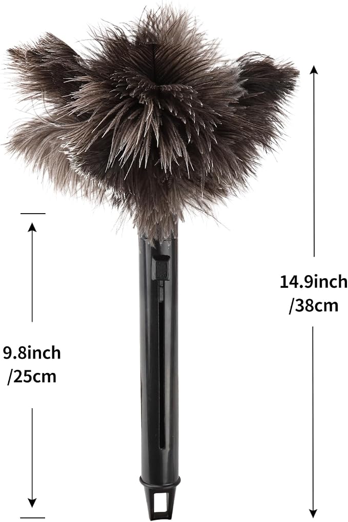Retractable Feather Duster-Genuine Ostrich Feathers, Anti-Static, Reusable - Image 2