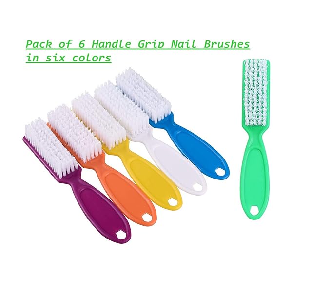 6 Pcs Handle Grip Nail Brush, Nail Cleaning Brushes - Image 2